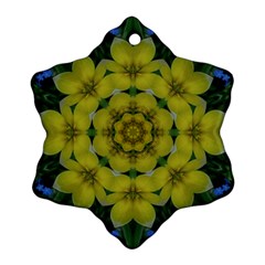 Fantasy Plumeria Decorative Real And Mandala Snowflake Ornament (two Sides)