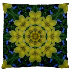 Fantasy Plumeria Decorative Real And Mandala Large Flano Cushion Case (one Side) by pepitasart