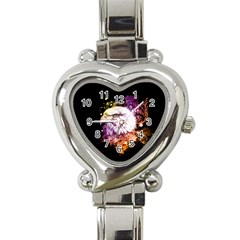 Awesome Eagle With Flowers Heart Italian Charm Watch by FantasyWorld7