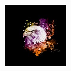 Awesome Eagle With Flowers Medium Glasses Cloth (2-side) by FantasyWorld7