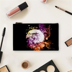 Awesome Eagle With Flowers Cosmetic Bag (small)  by FantasyWorld7