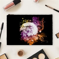 Awesome Eagle With Flowers Cosmetic Bag (large)  by FantasyWorld7