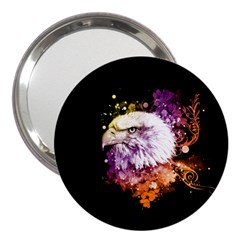 Awesome Eagle With Flowers 3  Handbag Mirrors by FantasyWorld7