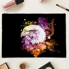 Awesome Eagle With Flowers Cosmetic Bag (xxl)  by FantasyWorld7