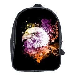 Awesome Eagle With Flowers School Bag (xl) by FantasyWorld7