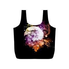 Awesome Eagle With Flowers Full Print Recycle Bags (s)  by FantasyWorld7