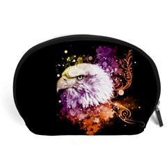 Awesome Eagle With Flowers Accessory Pouches (large)  by FantasyWorld7