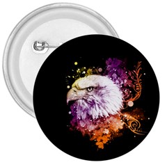 Awesome Eagle With Flowers 3  Buttons by FantasyWorld7