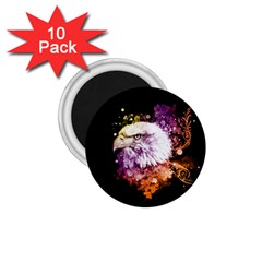 Awesome Eagle With Flowers 1 75  Magnets (10 Pack)  by FantasyWorld7