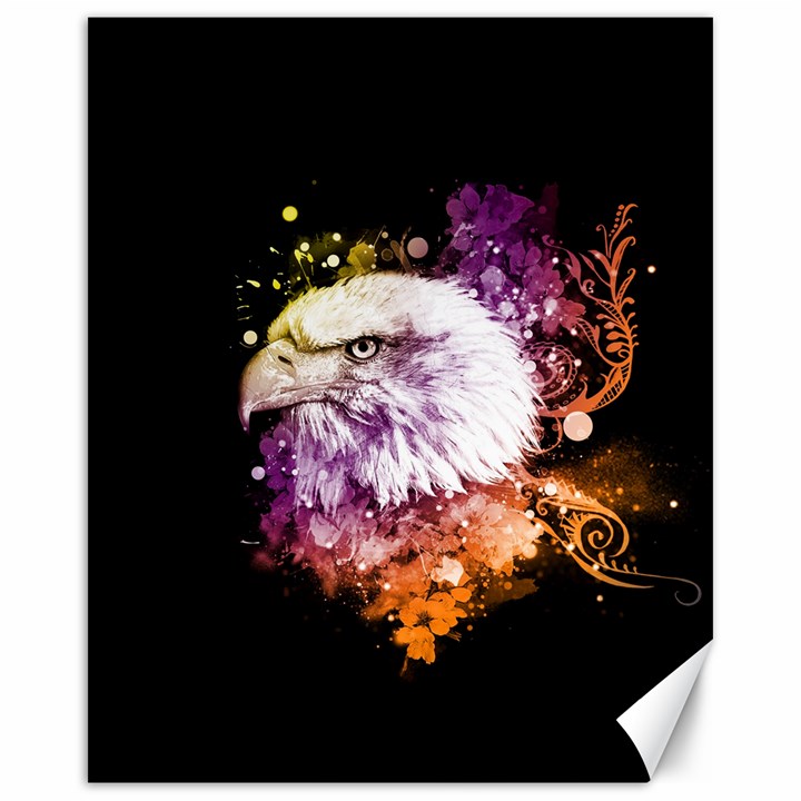 Awesome Eagle With Flowers Canvas 16  x 20  