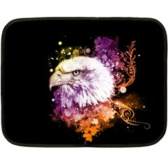 Awesome Eagle With Flowers Double Sided Fleece Blanket (mini)  by FantasyWorld7