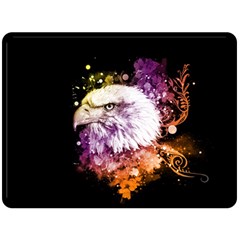 Awesome Eagle With Flowers Fleece Blanket (large)  by FantasyWorld7