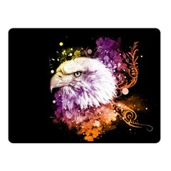 Awesome Eagle With Flowers Fleece Blanket (small) by FantasyWorld7