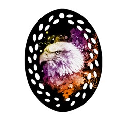 Awesome Eagle With Flowers Ornament (oval Filigree) by FantasyWorld7