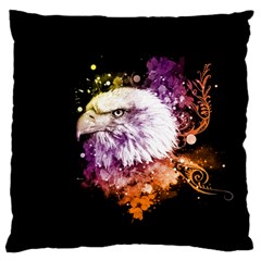 Awesome Eagle With Flowers Large Cushion Case (one Side) by FantasyWorld7