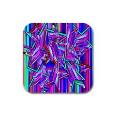 Stars Beveled 3d Abstract Stripes Rubber Square Coaster (4 Pack)  by Nexatart