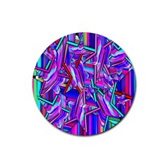 Stars Beveled 3d Abstract Stripes Rubber Coaster (round)  by Nexatart