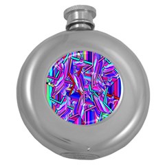 Stars Beveled 3d Abstract Stripes Round Hip Flask (5 Oz) by Nexatart