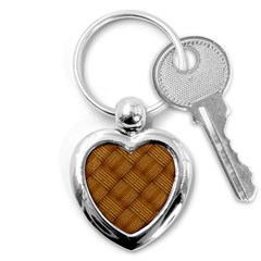 Wood Texture Background Oak Key Chains (heart)  by Nexatart