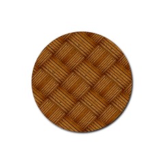 Wood Texture Background Oak Rubber Coaster (round)  by Nexatart