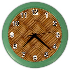 Wood Texture Background Oak Color Wall Clocks by Nexatart