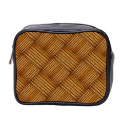 Wood Texture Background Oak Mini Toiletries Bag 2-side by Nexatart