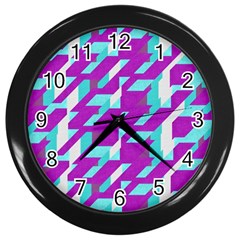 Fabric Textile Texture Purple Aqua Wall Clocks (black) by Nexatart