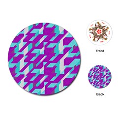 Fabric Textile Texture Purple Aqua Playing Cards (round)  by Nexatart