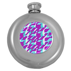 Fabric Textile Texture Purple Aqua Round Hip Flask (5 Oz) by Nexatart