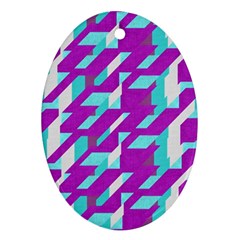 Fabric Textile Texture Purple Aqua Oval Ornament (two Sides) by Nexatart