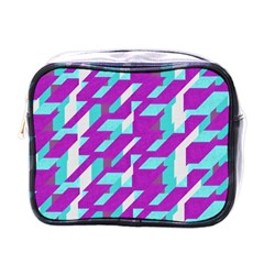 Fabric Textile Texture Purple Aqua Mini Toiletries Bags by Nexatart