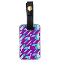 Fabric Textile Texture Purple Aqua Luggage Tags (one Side)  by Nexatart