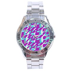 Fabric Textile Texture Purple Aqua Stainless Steel Analogue Watch by Nexatart