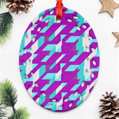 Fabric Textile Texture Purple Aqua Ornament (oval Filigree) by Nexatart