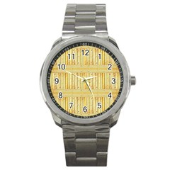 Wood Texture Grain Light Oak Sport Metal Watch by Nexatart