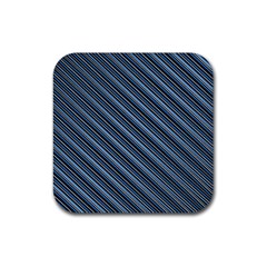 Diagonal Stripes Pinstripes Rubber Coaster (Square) 