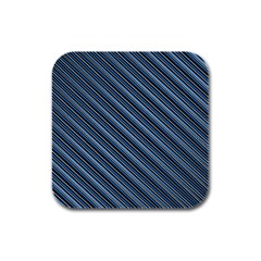 Diagonal Stripes Pinstripes Rubber Square Coaster (4 pack) 