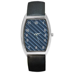 Diagonal Stripes Pinstripes Barrel Style Metal Watch by Nexatart