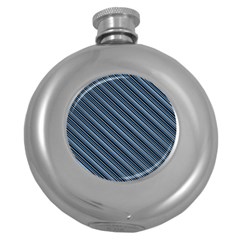 Diagonal Stripes Pinstripes Round Hip Flask (5 oz)