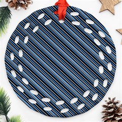 Diagonal Stripes Pinstripes Ornament (Round Filigree)