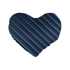 Diagonal Stripes Pinstripes Standard 16  Premium Flano Heart Shape Cushions