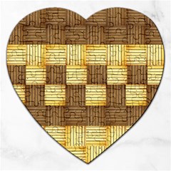 Wood Texture Grain Weave Dark Jigsaw Puzzle (heart) by Nexatart