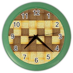 Wood Texture Grain Weave Dark Color Wall Clocks by Nexatart