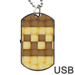 Wood Texture Grain Weave Dark Dog Tag Usb Flash (one Side) by Nexatart