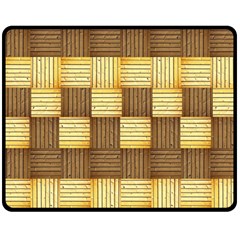 Wood Texture Grain Weave Dark Double Sided Fleece Blanket (medium)  by Nexatart