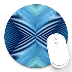 Converging Lines Blue Shades Glow Round Mousepads by Nexatart