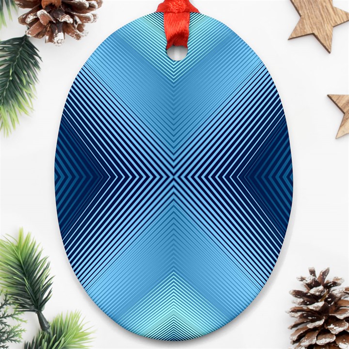 Converging Lines Blue Shades Glow Ornament (Oval)