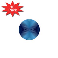 Converging Lines Blue Shades Glow 1  Mini Buttons (10 Pack)  by Nexatart