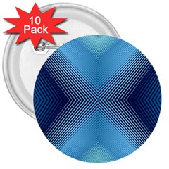 Converging Lines Blue Shades Glow 3  Buttons (10 Pack)  by Nexatart