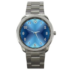 Converging Lines Blue Shades Glow Sport Metal Watch by Nexatart